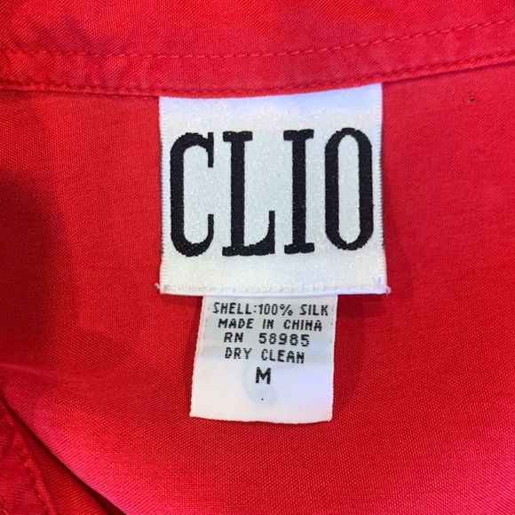 Vintage Clio Long Sleeve Button Front Shirt Vibrant Red Women’s Medium - Picture 5 of 7